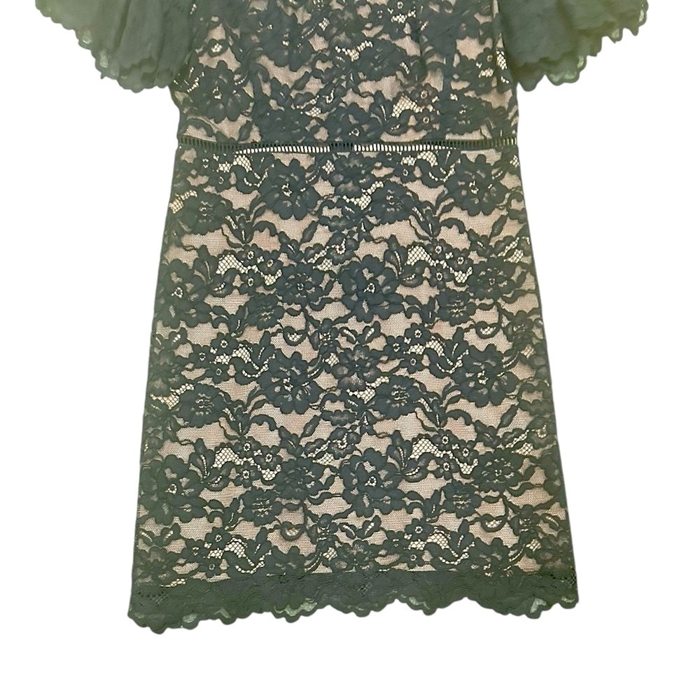 NWT Rebecca Taylor Black Lace Dress v back ruffle short sleeve size 8 - Picture 10 of 16